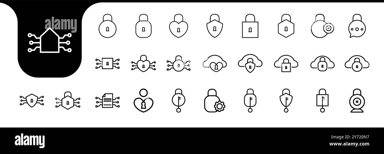vecteur de conception de collection d'ensemble d'icônes de technologie de sécurité Illustration de Vecteur