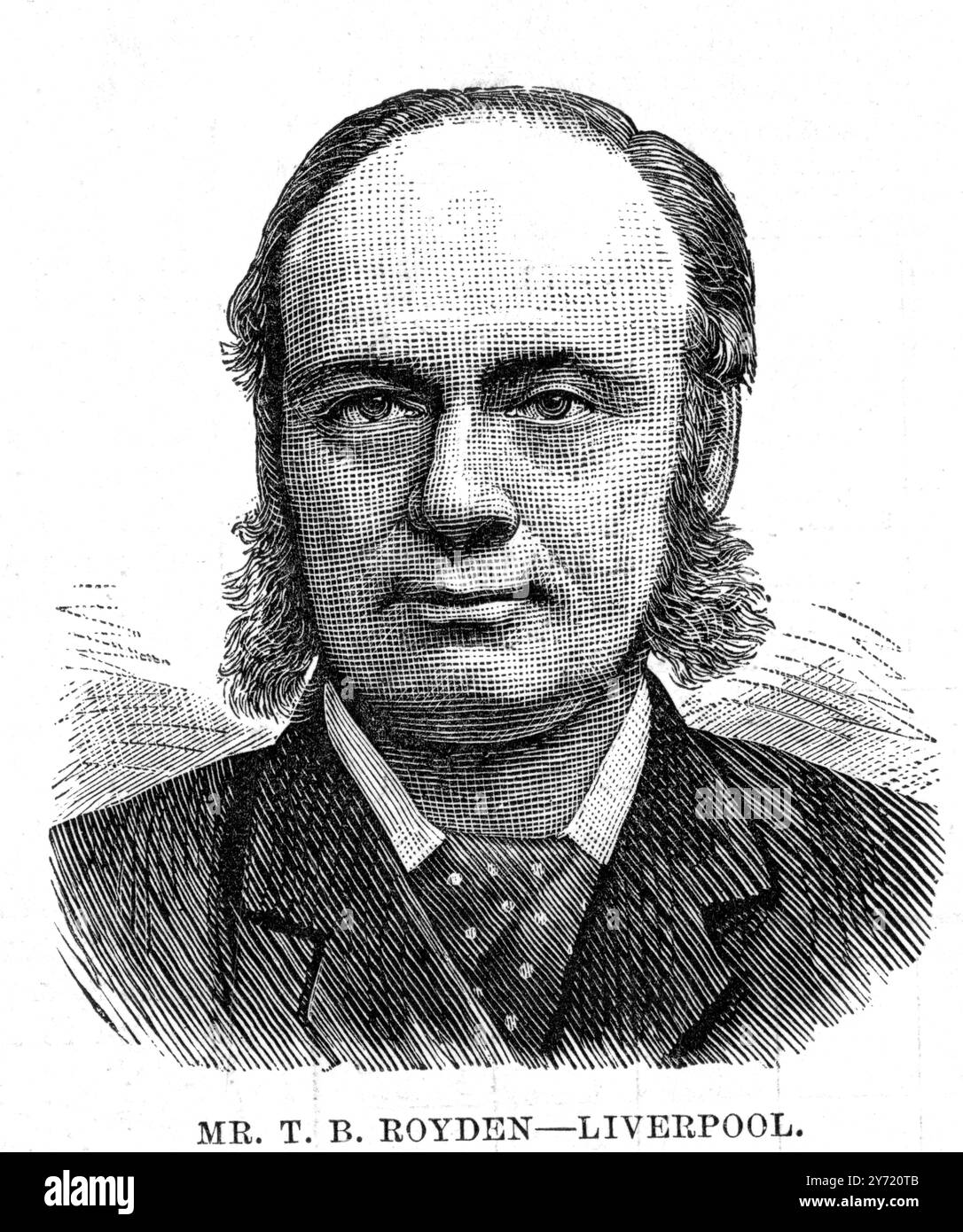 Sir Thomas Bland Royden, 1er baronnet (20 février 1831 - 29 août 1917) est un armateur anglais et un homme politique du Parti conservateur. Royden était le fils de Thomas Royden de Liverpool. Il a fait ses études au Liverpool College et est devenu chef de Thomas Royden & sons, armateurs. Il est devenu membre du conseil municipal de Liverpool en 1873, et a été maire de Liverpool en 1878-1879.[ il a également été juge de paix pour Liverpool. 20 février 1886 Banque D'Images