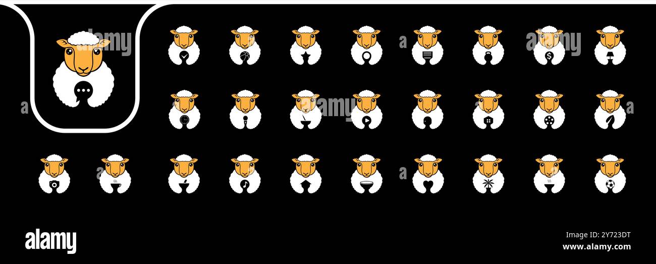 animaux d'élevage mouton dessins vectoriels mignons d'icône Illustration de Vecteur