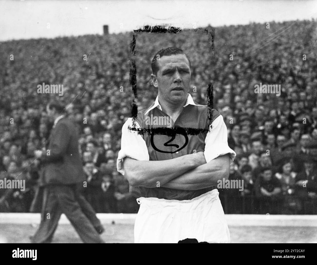 Arsenal haut de la division 1 et jusqu'à présent invaincu, étaient à la maison à Aston Villa à Highbury cet après-midi. Photo montre : C. Scott, footballeur de l'Arsenal. 11 octobre 1947 Banque D'Images