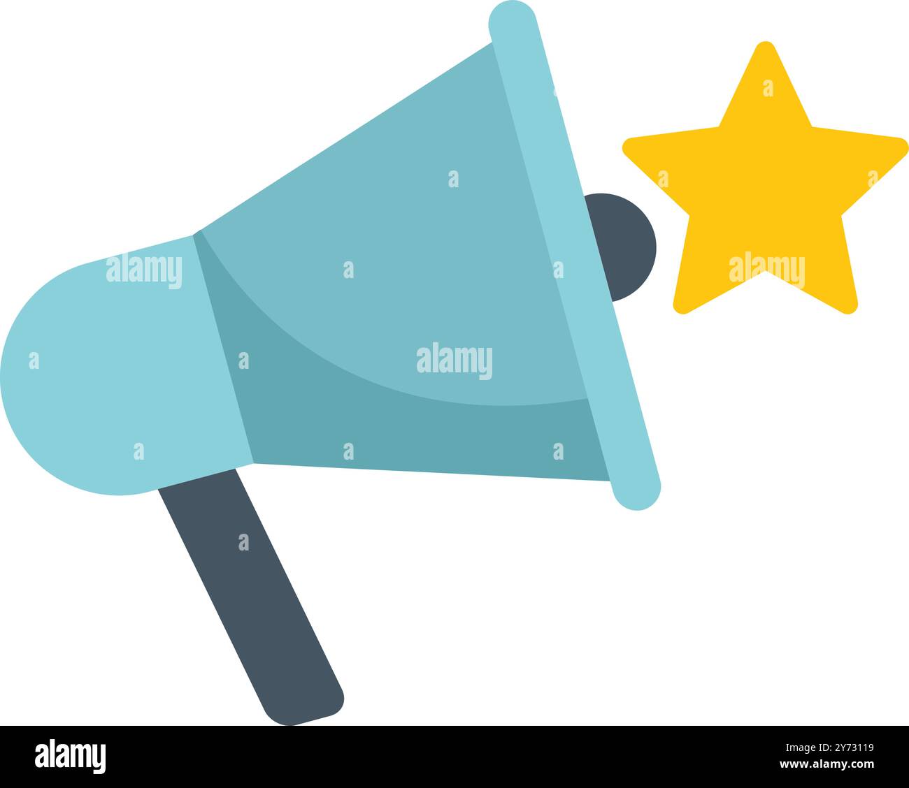 Mégaphone bleu faisant l'annonce avec étoile jaune, concept de promotion ou de publicité Illustration de Vecteur