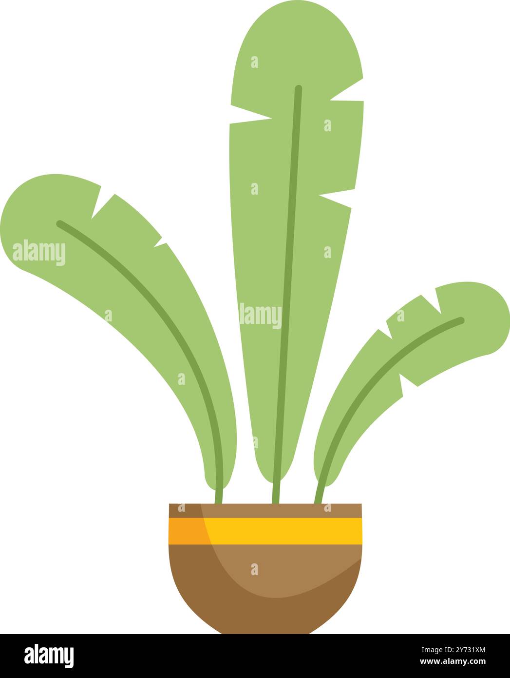 Plante décorative en pot avec des feuilles vertes luxuriantes poussant vers le haut, représentant la croissance, la nature et la tranquillité Illustration de Vecteur