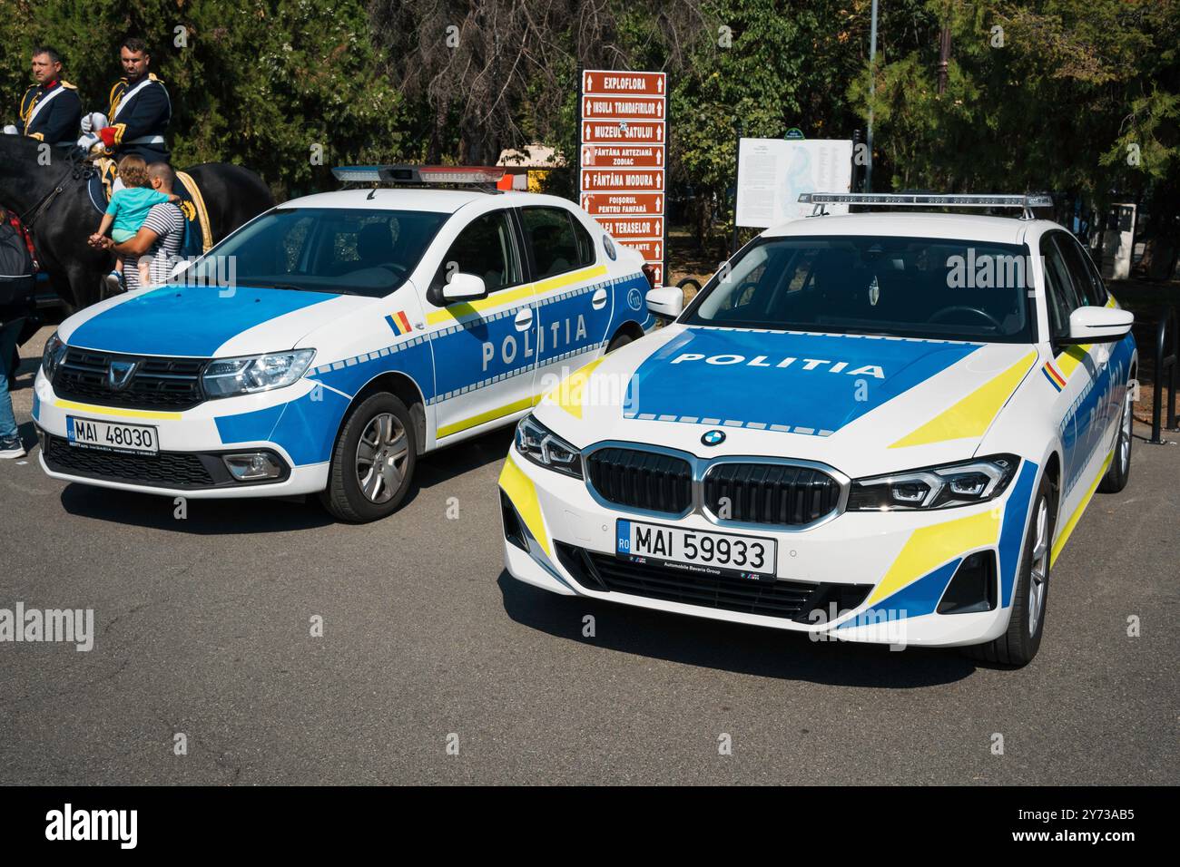 Bucarest, Roumanie - 19 septembre : événement communautaire 2024 à la semaine européenne de la mobilité. Voitures de police roumaines. Banque D'Images