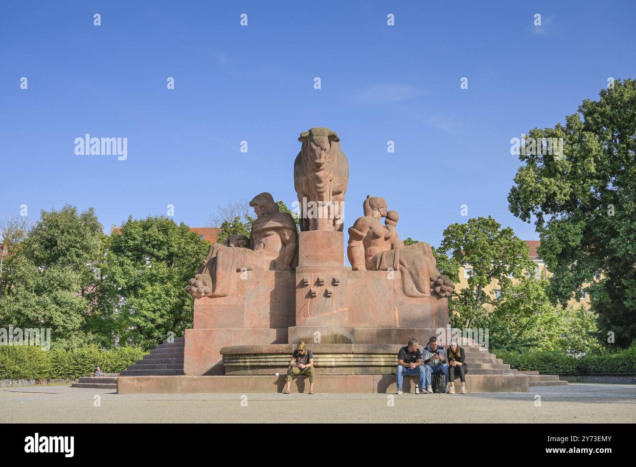 Stierbrunnen, Arnswalder Platz, Prenzlauer Berg, Pankow, Berlin, Allemagne, Europe Banque D'Images