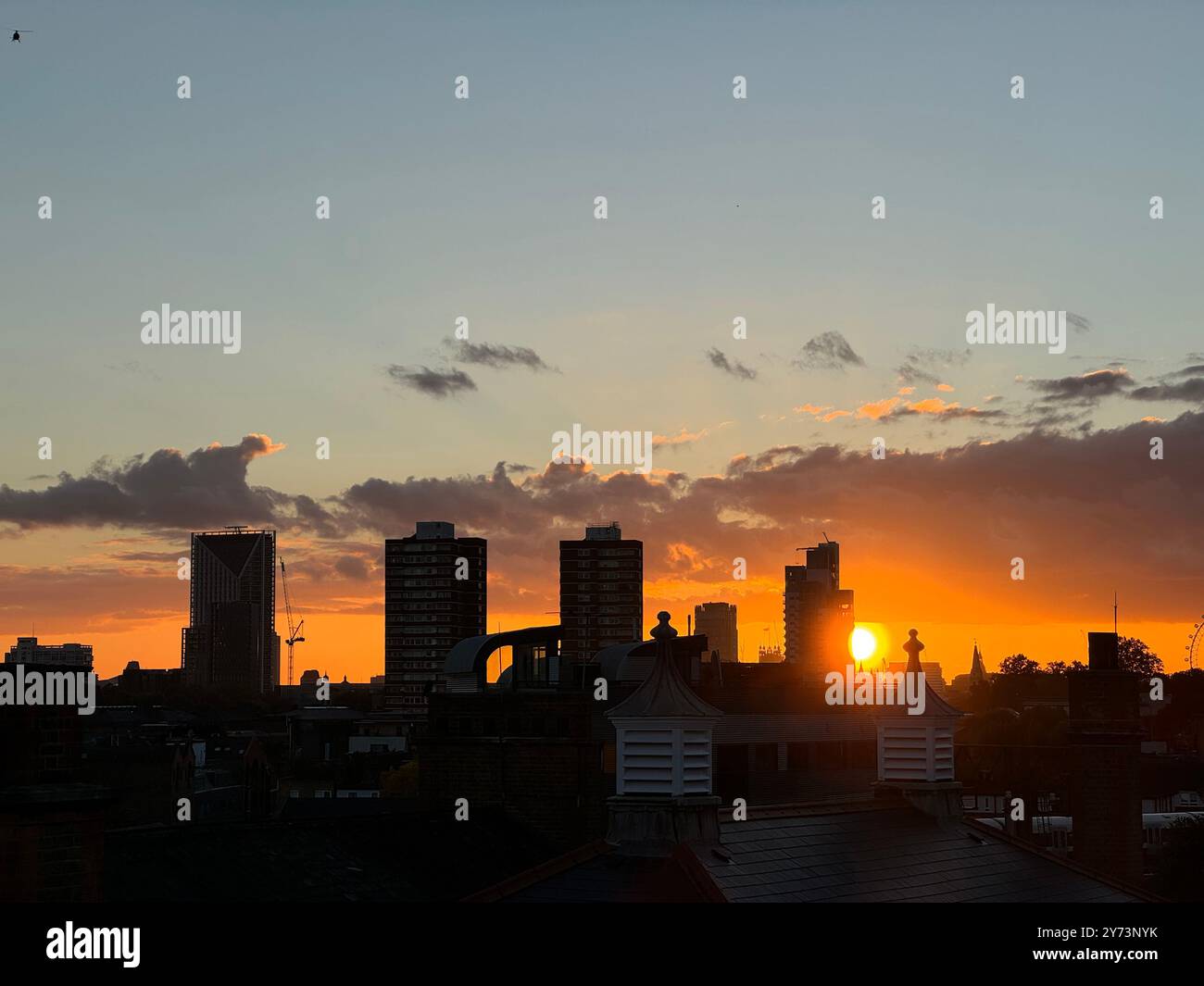 Magnifique coucher de soleil de septembre à Londres Banque D'Images