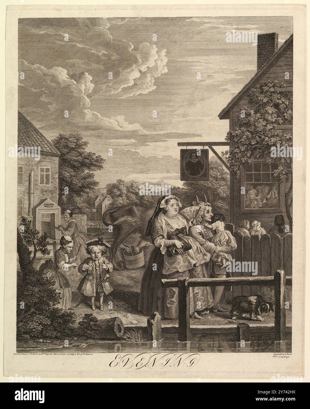 Soirée (les quatre heures du jour) 25 mars 1738. William Hogarth. Banque D'Images