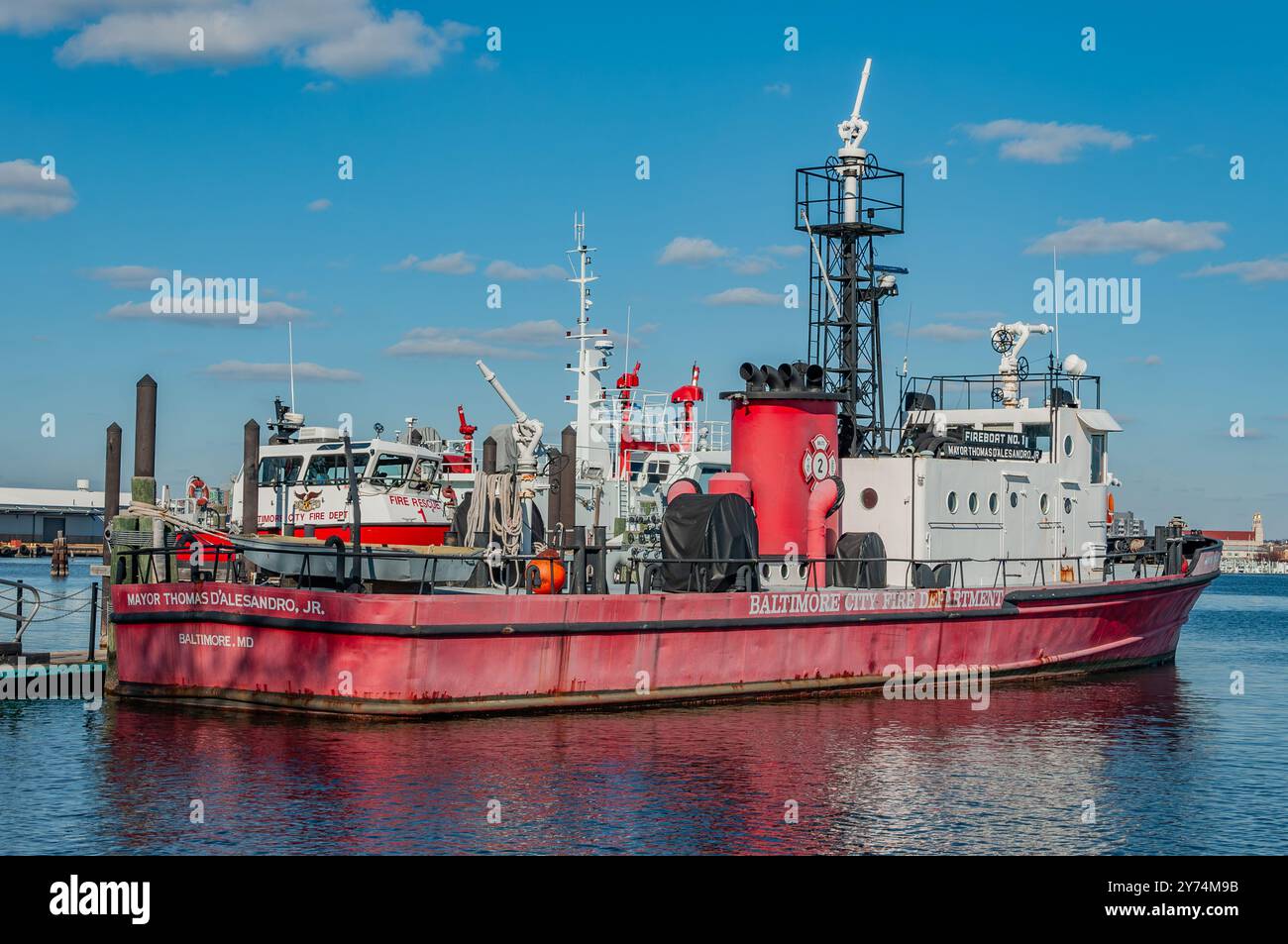 Fireboat à Port, Baltimore Maryland États-Unis Banque D'Images