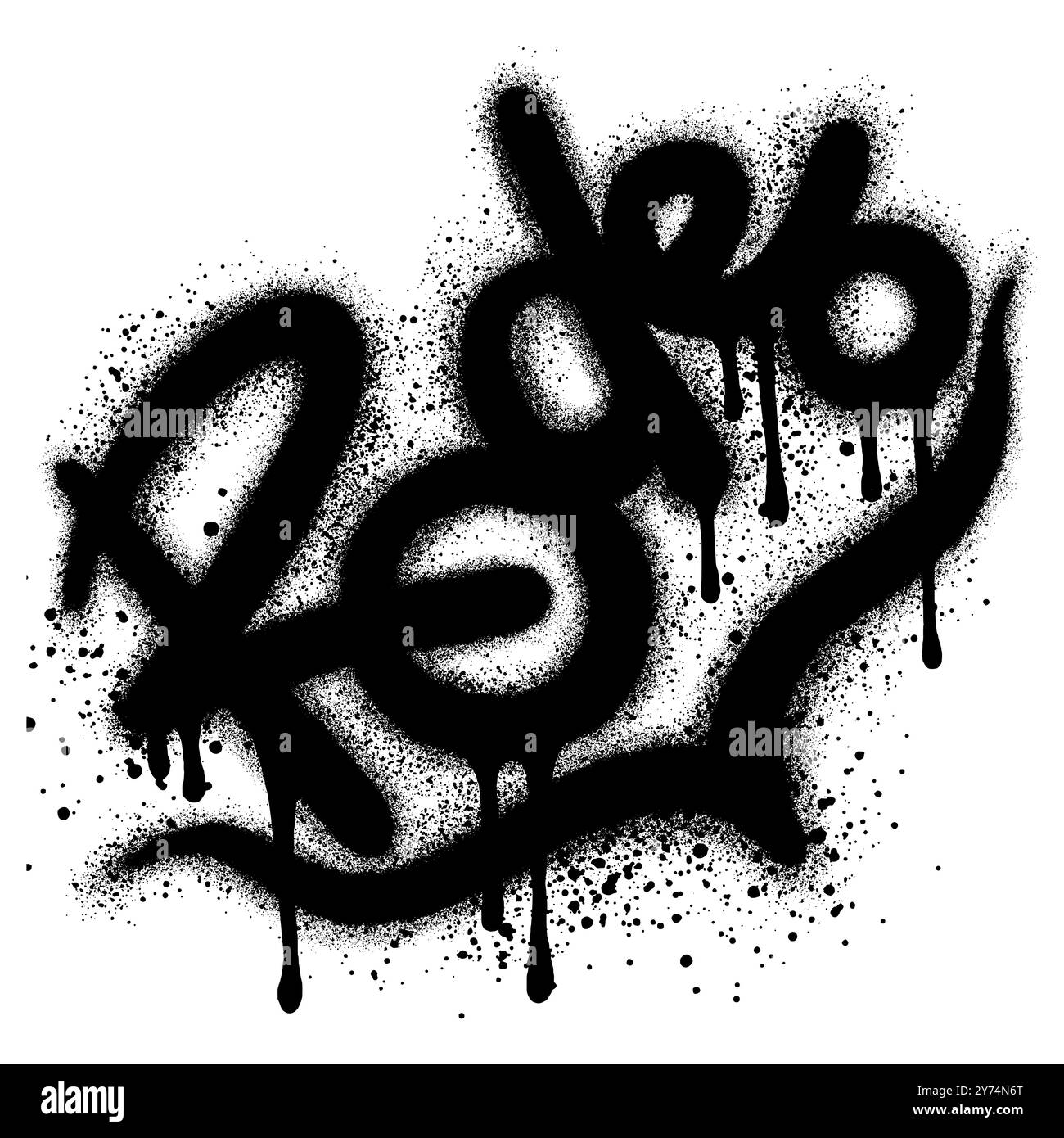 Texte graffiti Rodeo pulvérisé en noir sur blanc. Illustration de Vecteur