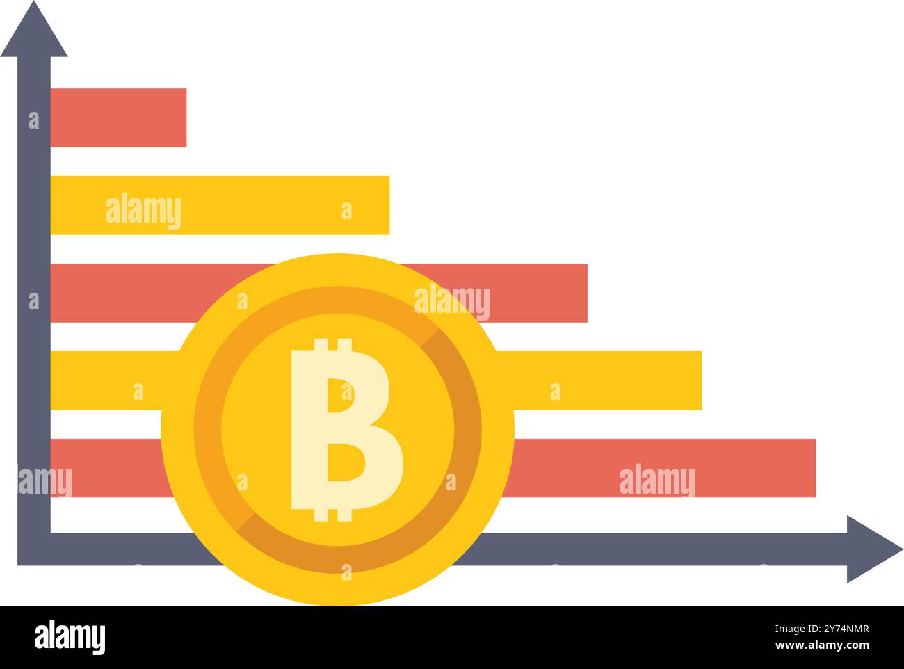 Graphique avec une tendance à la baisse représentant la valeur en baisse de la crypto-monnaie bitcoin Illustration de Vecteur