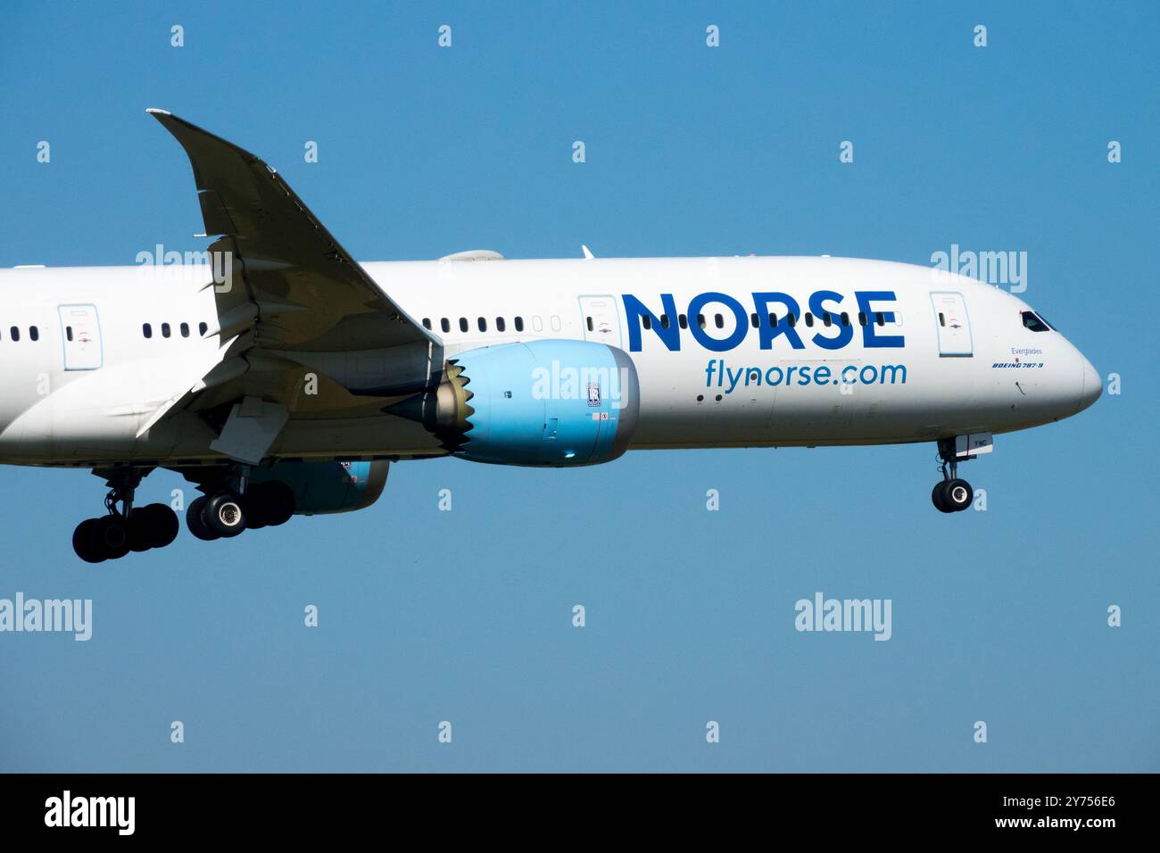 Avion Boeing 787-9 Dreamliner plane exploité par Norse Atlantic Airways Airline Airline Aircraft Landing Aeroplane Jetliner Passenger Jet Airline en approche Banque D'Images