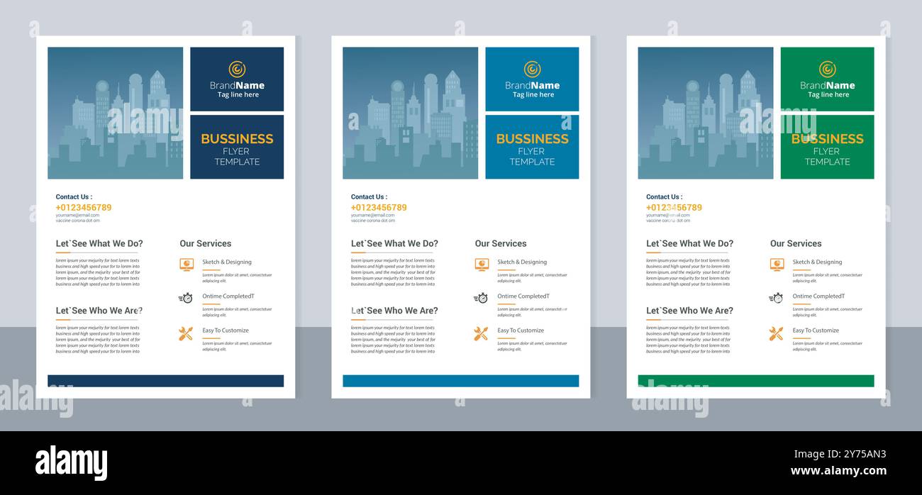 Ensemble de 3 flyers de variation de couleur, brochure couvre la mise en page moderne, rapport annuel, affiche, conception de modèle de brochure, format lettre et a4. Illustration de Vecteur