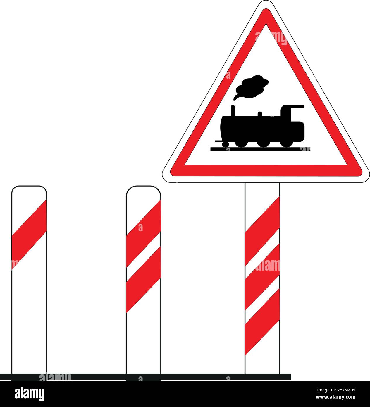 Panneau routier français : passage à niveau sans barrière et balises Illustration de Vecteur