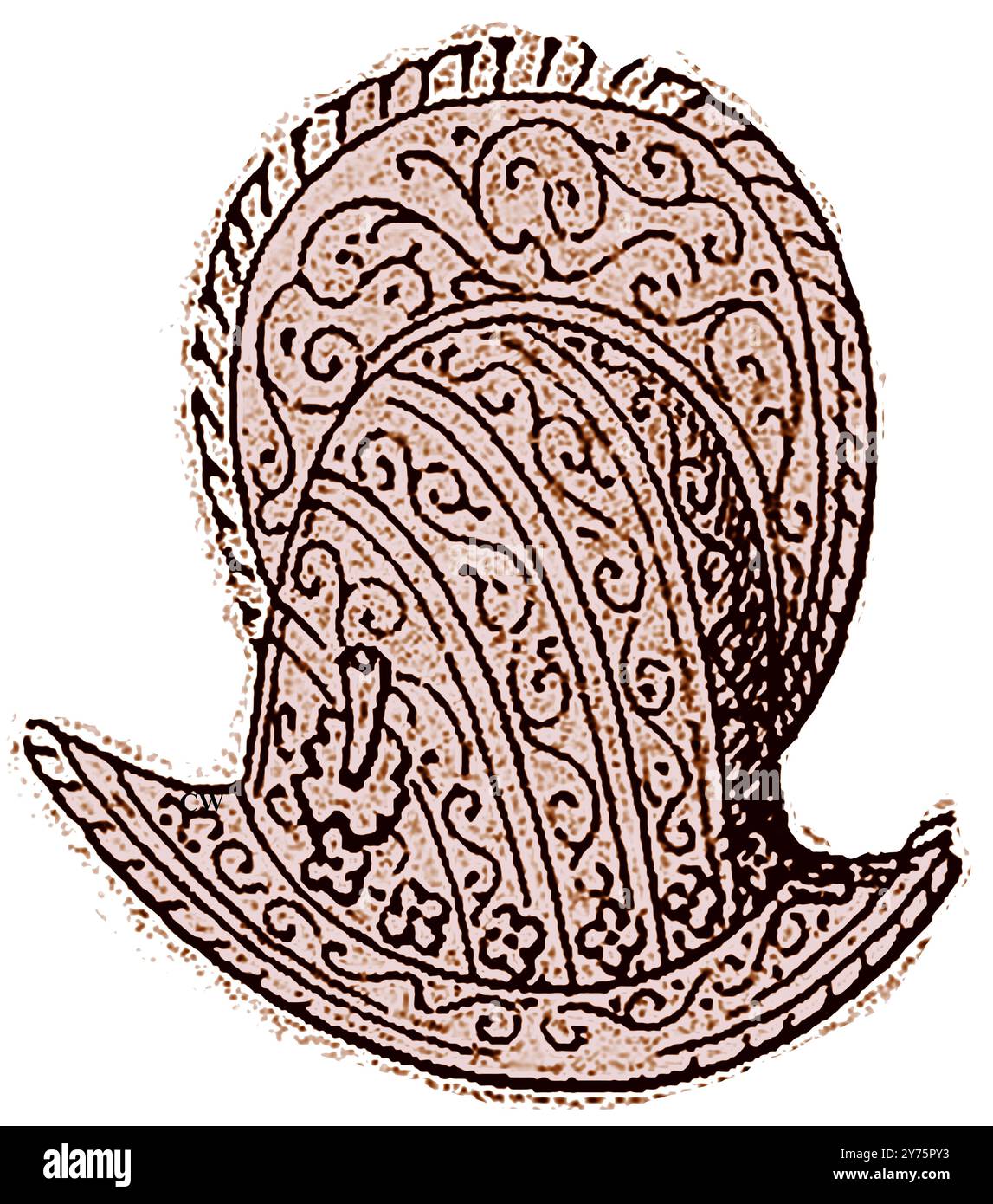 Un ancien casque en métal blindé britannique Morion de l'époque de la reine Elizabeth I. (connu sous le nom de morrión ou morrió en espagnol ou en Angleterre comme pot de pikeman ) Banque D'Images