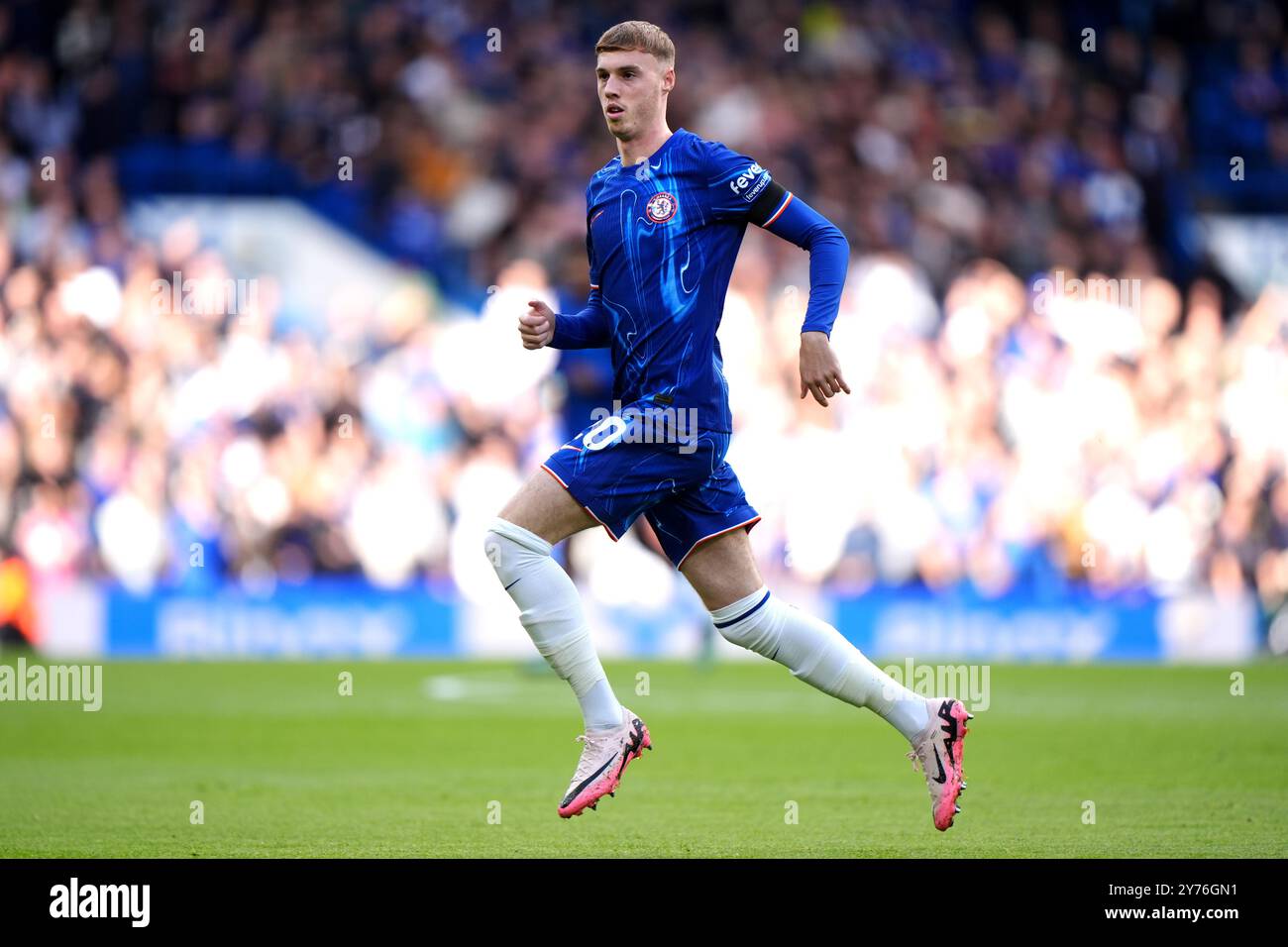 Chelsea's Cole Palmer lors du premier League match à Stamford Bridge, Londres. Date de la photo : samedi 28 septembre 2024. Banque D'Images