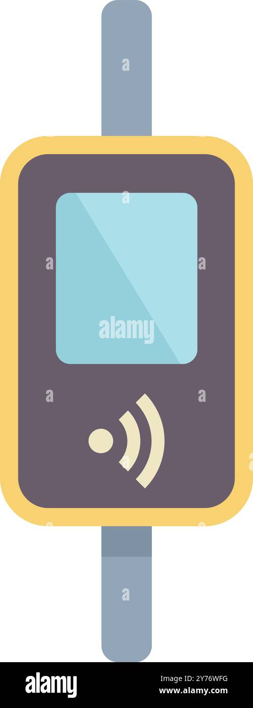 Machine de validation de ticket de bus avec icône de connexion sans fil montrant le transport urbain moderne Illustration de Vecteur
