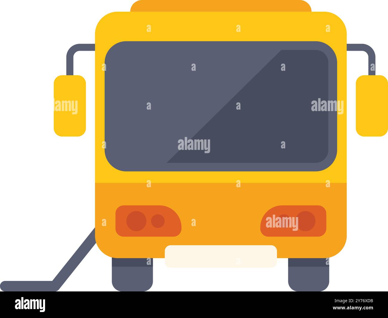Illustration minimaliste représentant un bus électrique jaune chargeant sa batterie à la station Illustration de Vecteur
