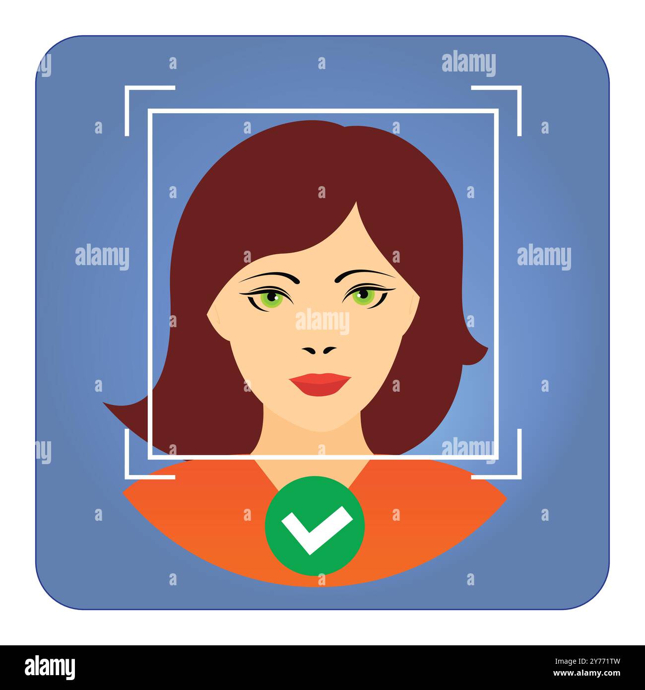 Concept de système de reconnaissance faciale, identification biométrique Illustration de Vecteur