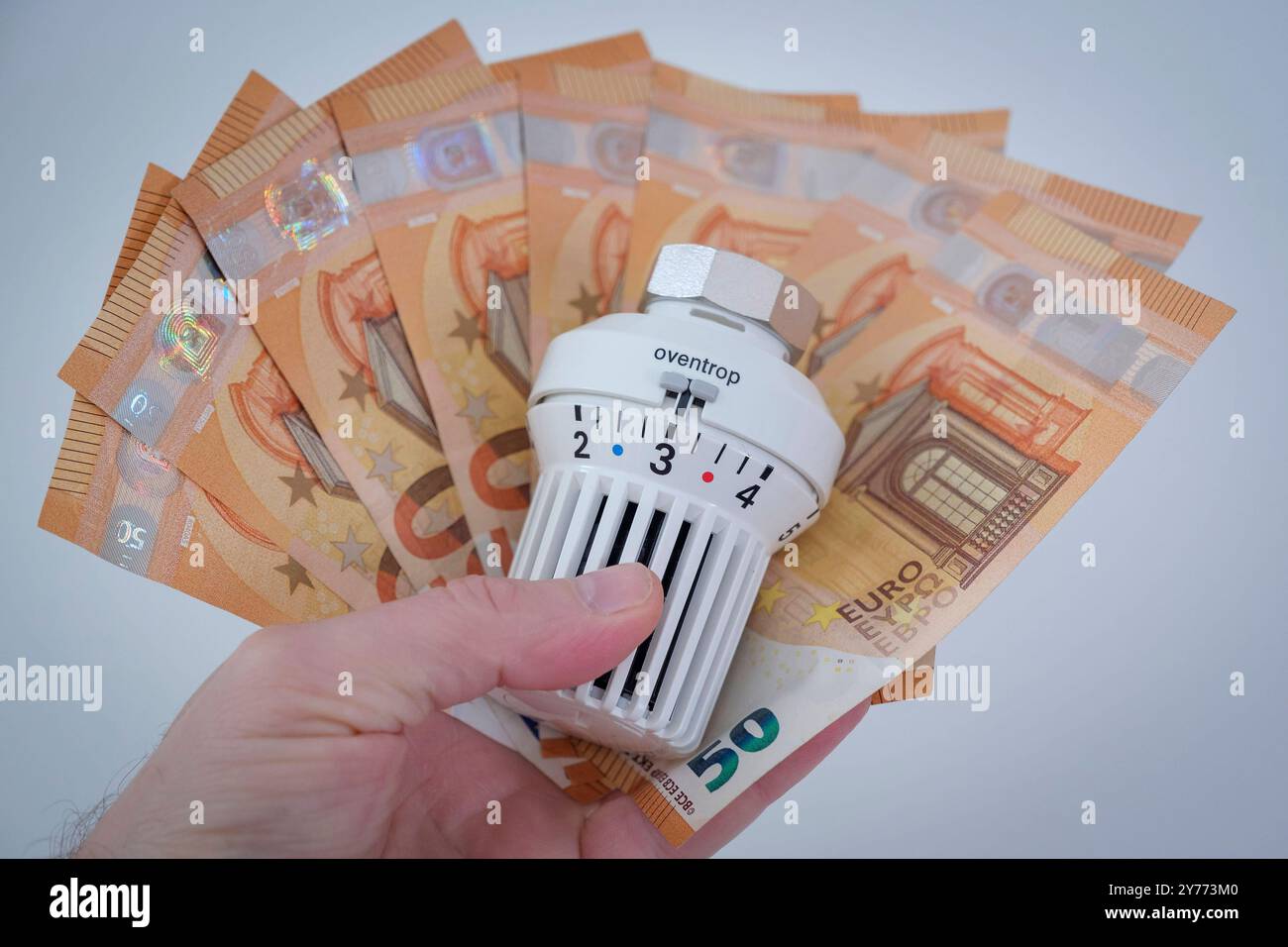 Heizungsventil mit Geldscheinen *** robinet de chauffage avec billets Nordrhein-Westfalen Deutschland, Allemagne 20240928-_DSF0296 Banque D'Images