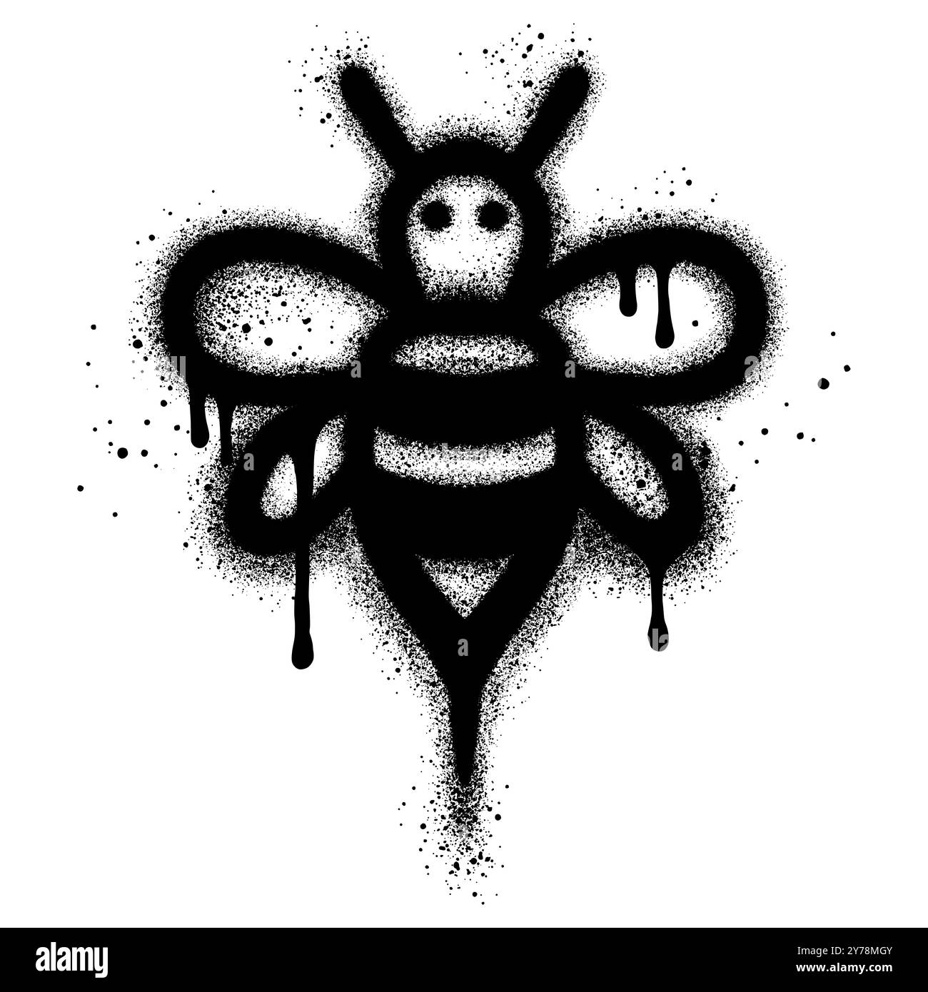 Graffiti d'abeille avec peinture noire en aérosol. illustration vectorielle. Illustration de Vecteur