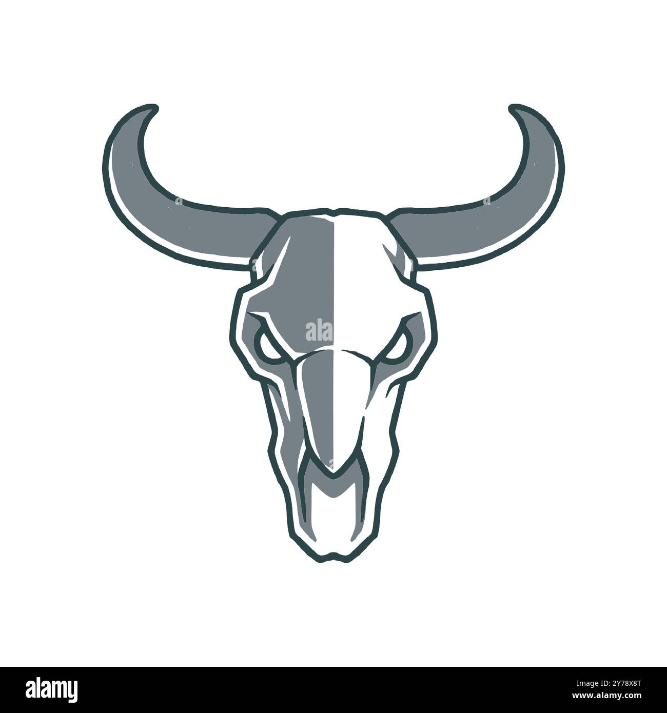 Illustration de tête de crâne de taureau. Vecteur d'emblème de logo de crâne de taureau. Isolé sur fond blanc. Illustration de Vecteur