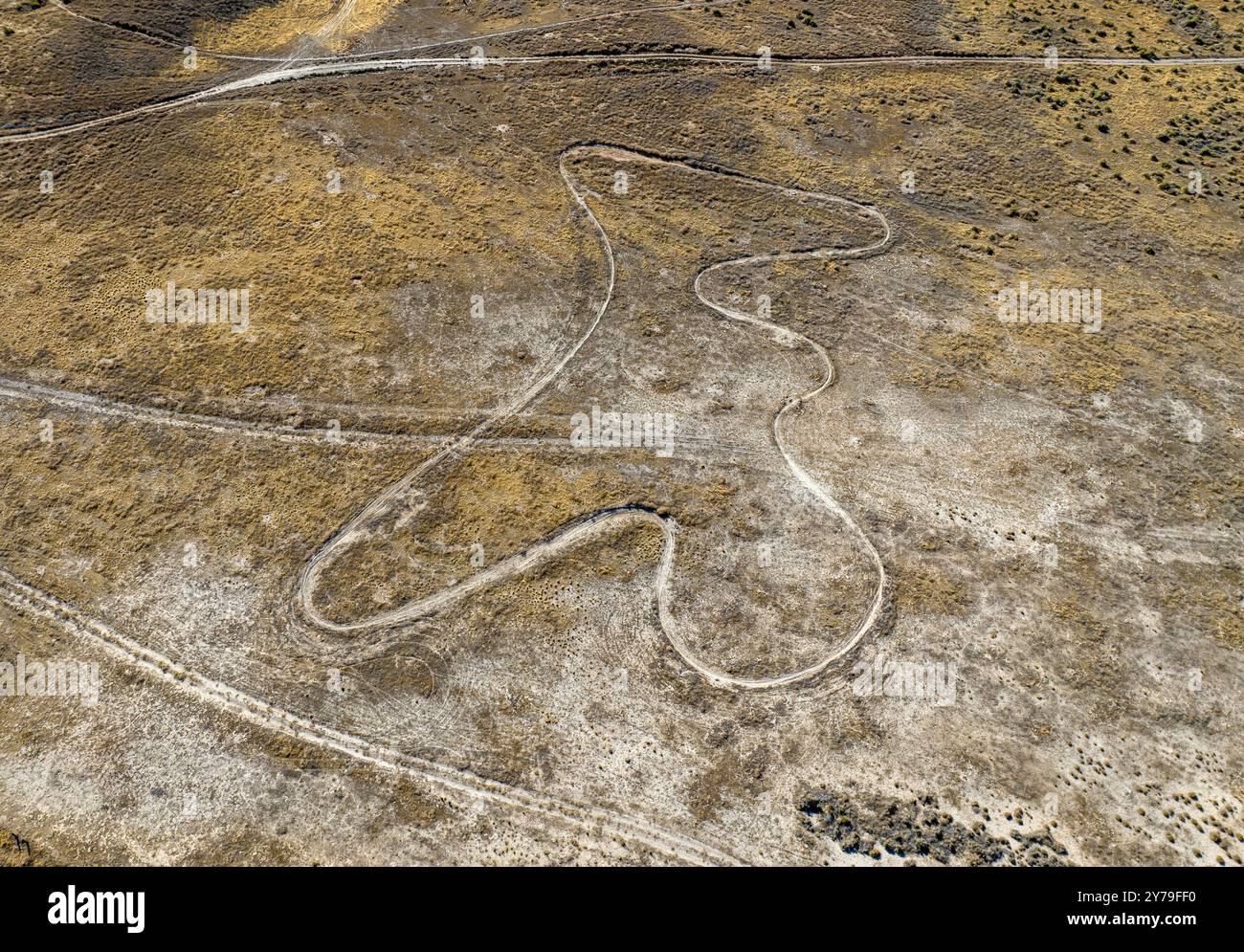 Une piste de vélo tout-terrain à Little Sahara dans le centre de l'Utah, États-Unis Banque D'Images