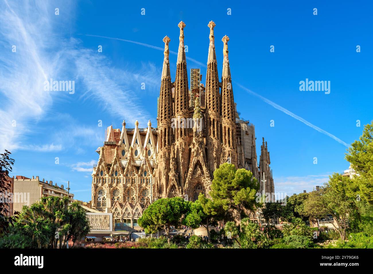 Barcelone, Espagne - 24 septembre 2015 : Cathédrale de la Sagrada Familia. Il est conçu par l'architecte Antonio Gaudi et est construit depuis 1882. Banque D'Images