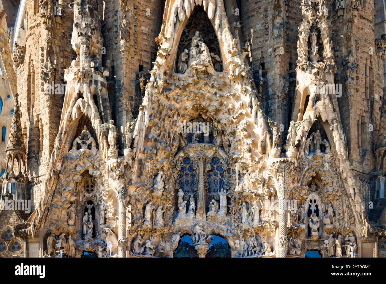 Barcelone, Espagne - 24 septembre 2015 : façade de la Nativité de la Sagrada Familia. Il est conçu par l'architecte Antonio Gaudi et Banque D'Images
