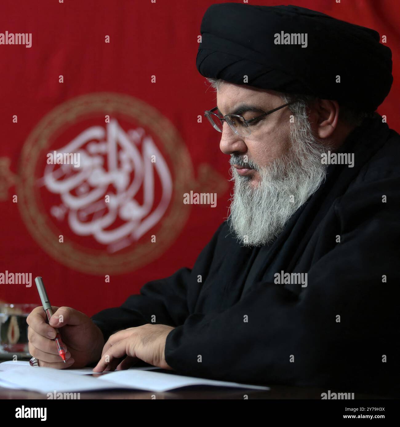 Beyrouth, Liban. 1er janvier 2010. Photo datée de septembre 2018 du dirigeant du Hezbollah Sayyed Hassan Nasrallah, qui vient d’être tué dans une frappe aérienne israélienne le 27 septembre 2024 à Beyrouth, au Liban. Photo Balkis Press/ABACAPRESS. COM Credit : Abaca Press/Alamy Live News Banque D'Images