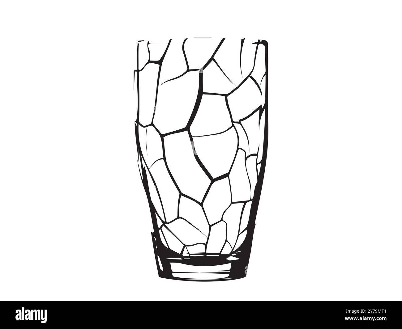 Vase en verre cassé isolé sur un fond blanc. Concept de design brisé et abstrait, objets cassés, élément artistique. Imprimé, icône, élément de design Illustration de Vecteur