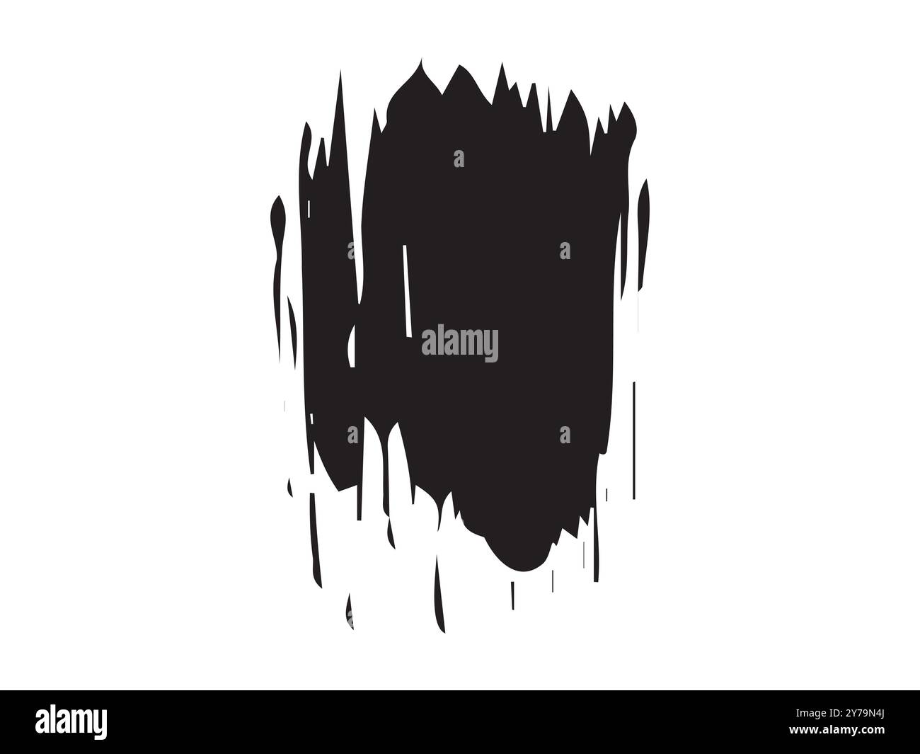 Silhouette abstraite de tache d'encre noire isolée sur un fond blanc. Concept d'éclaboussure d'encre, éclaboussure de peinture chaotique, tache artistique, élément de design minimaliste. Illustration de Vecteur