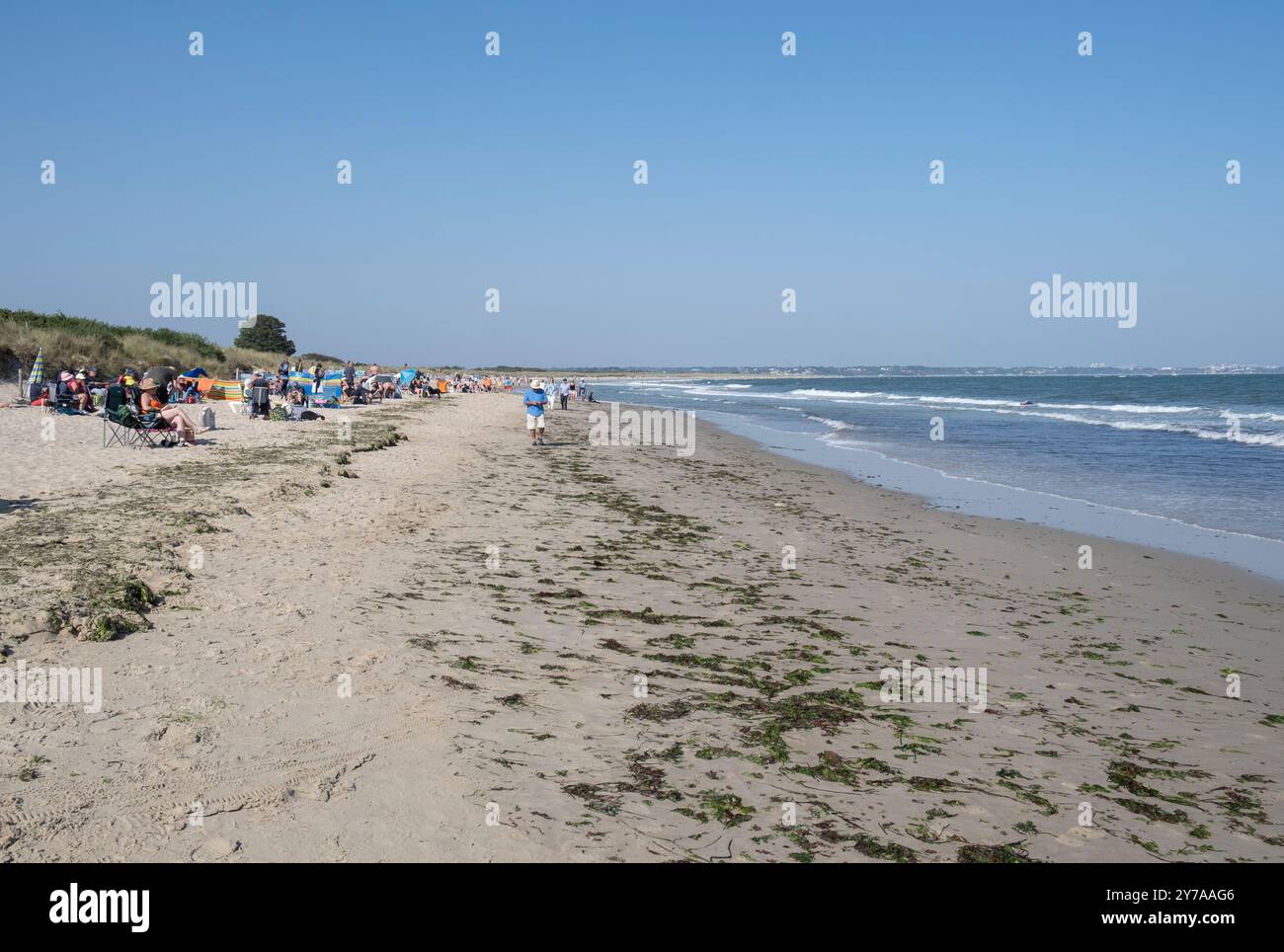 La plage de sable de Studland dans le Dorset sur la côte sud de l'Angleterre sous le soleil d'automne. Banque D'Images