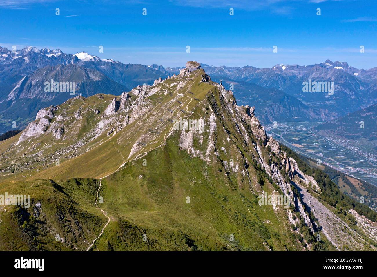 Gipfel Pierre Avoi über dem Rhone-Tal, Walliser Alpen, Verbier, Wallis, Schweiz *** Sommet Pierre Avoi au-dessus de la vallée du Rhône, Verbier, Pennine Suisse Banque D'Images