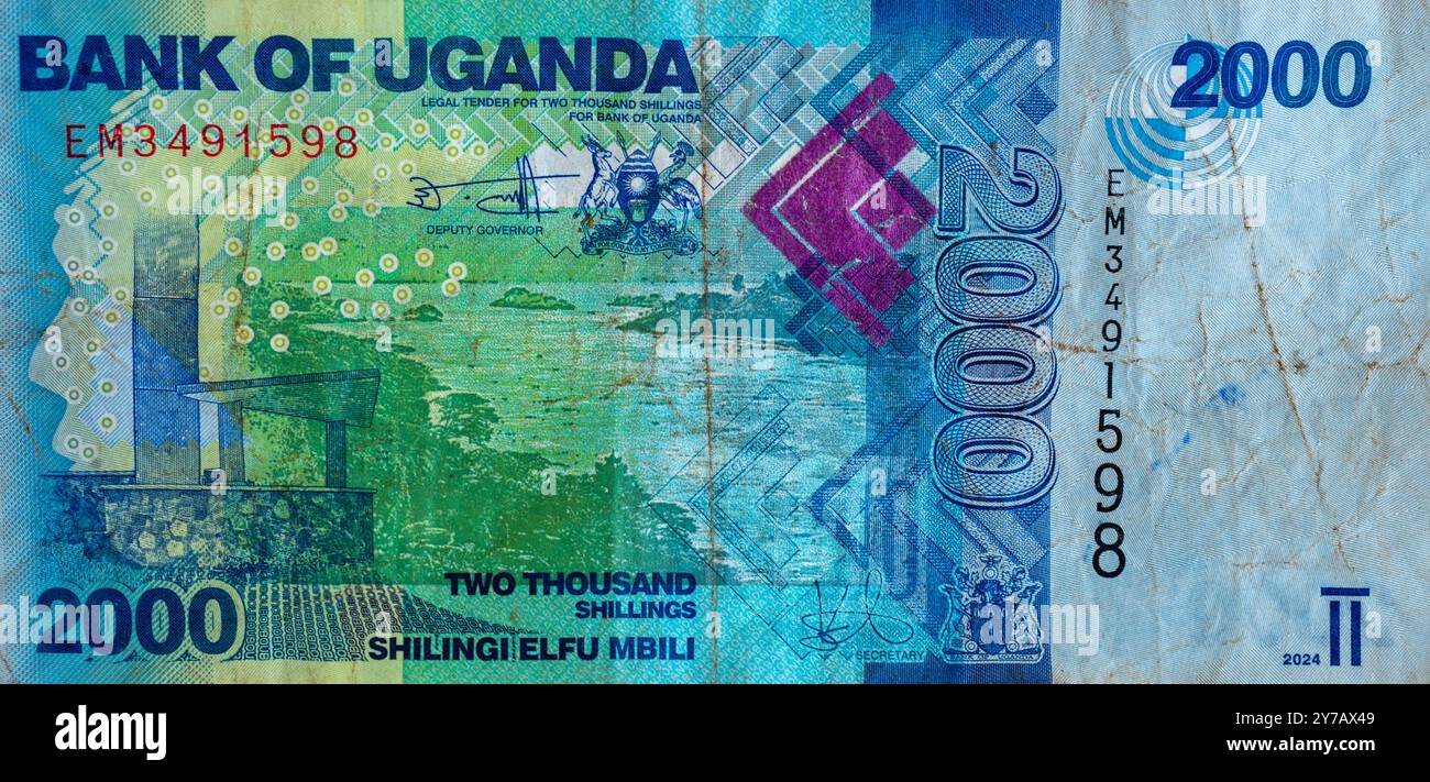 Deux mille shillings ougandais note Banque D'Images