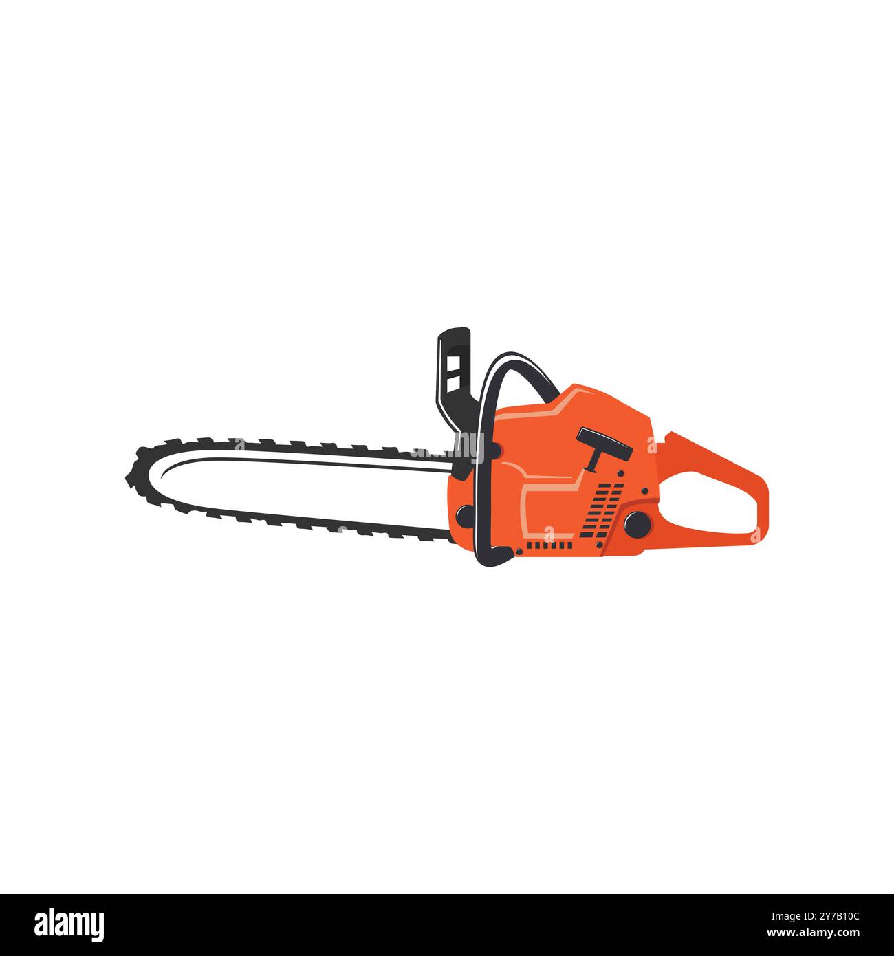 Image vectorielle de tronçonneuse. Illustration vectorielle de tronçonneuse isolée sur fond blanc. Machine professionnelle. Concept de tronçonneuse professionnelle. Scie à bois. Illustration de Vecteur