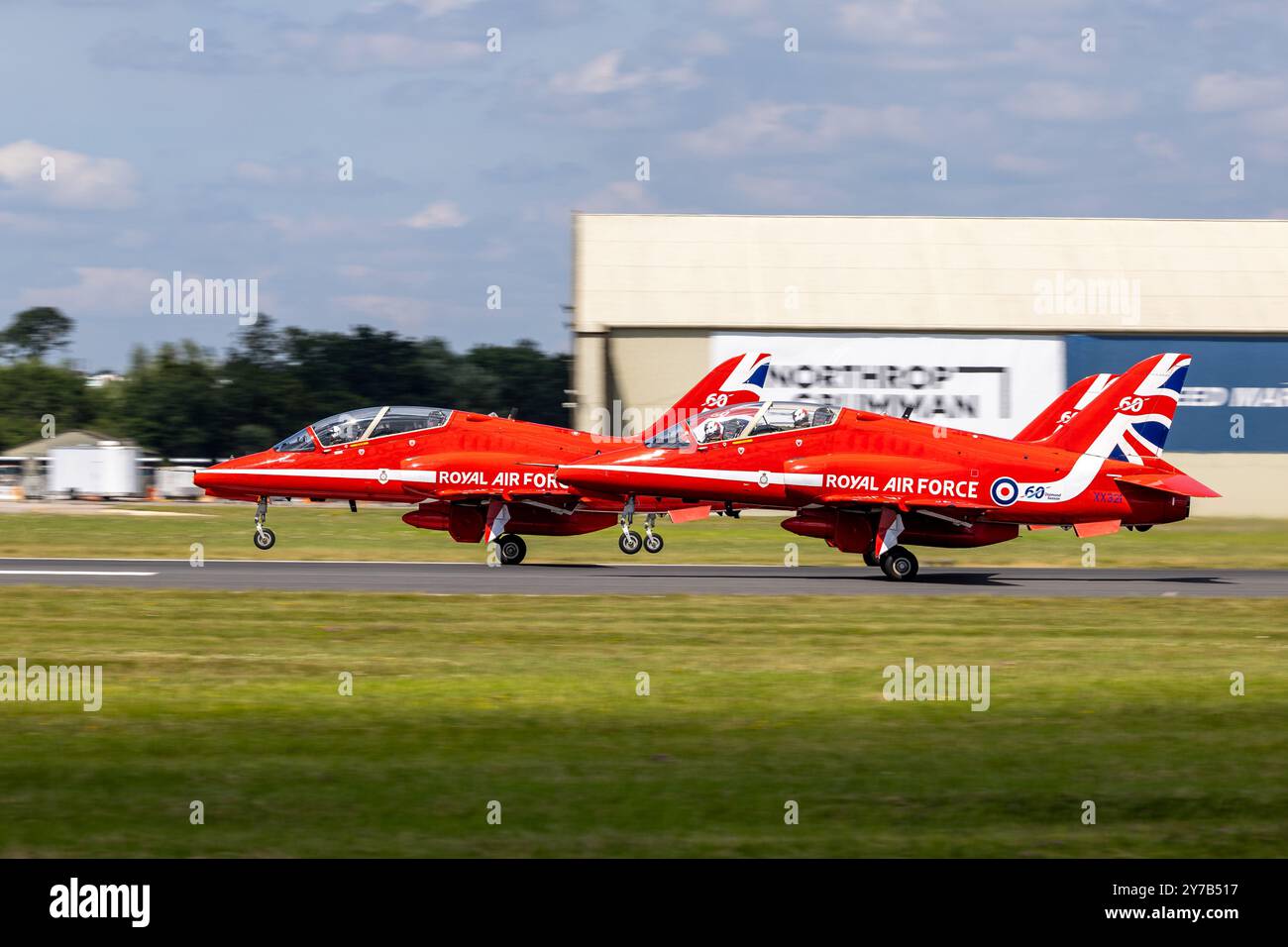 Royal Air Force - Red Arrows BAE Systems Hawk T.1A, décollage de la RAF Fairford. Banque D'Images