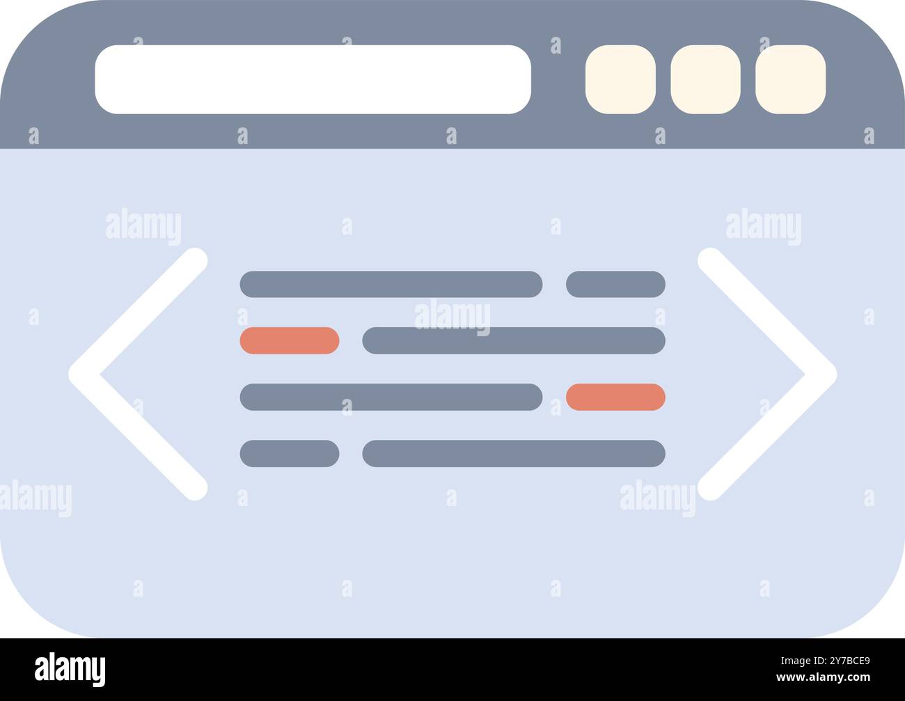 Cette icône présente un navigateur Web affichant des lignes de code de programmation, représentant le concept de développement Web Illustration de Vecteur