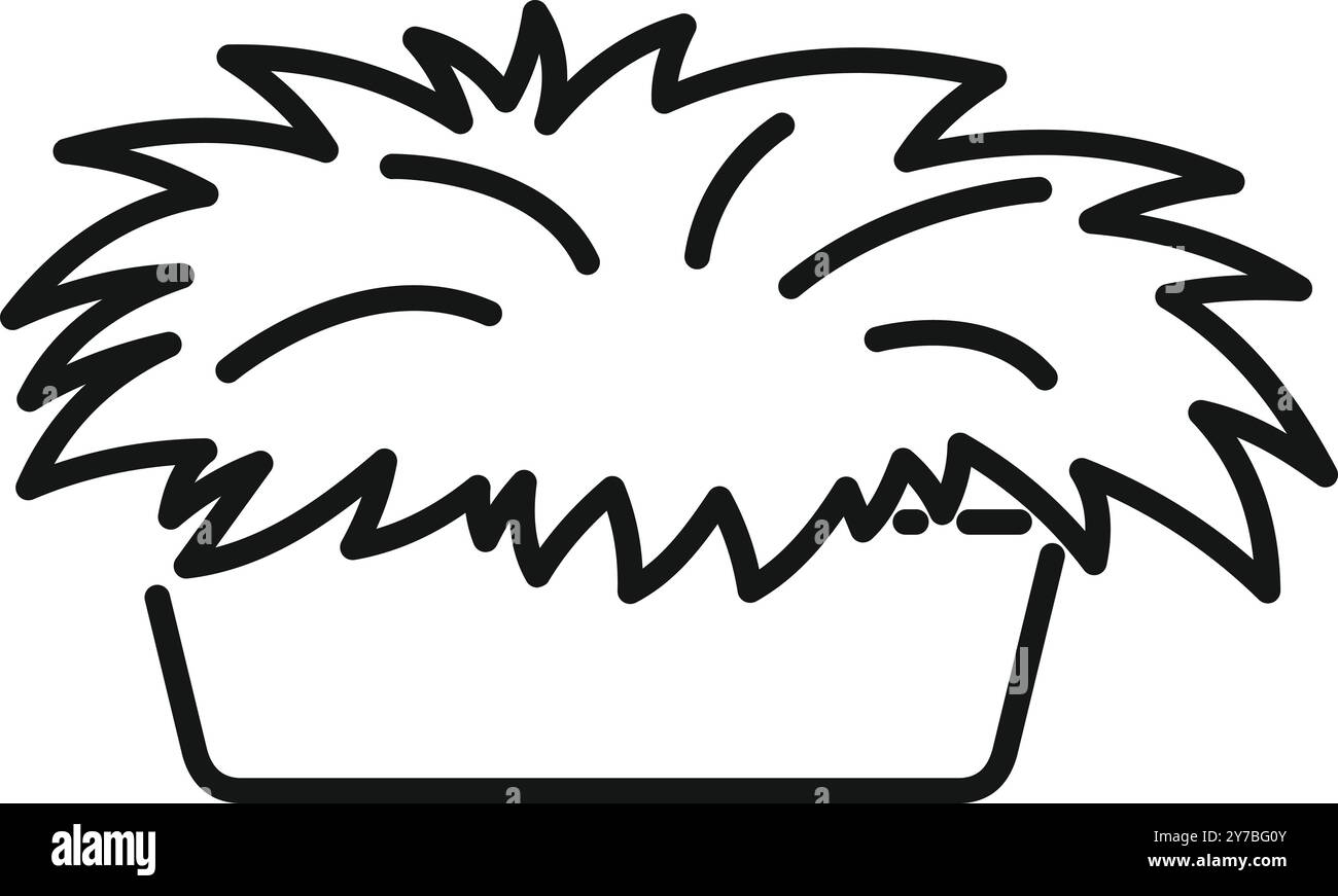 Simple dessin au trait d'une mangeoire à foin complète attend les animaux de ferme affamés Illustration de Vecteur