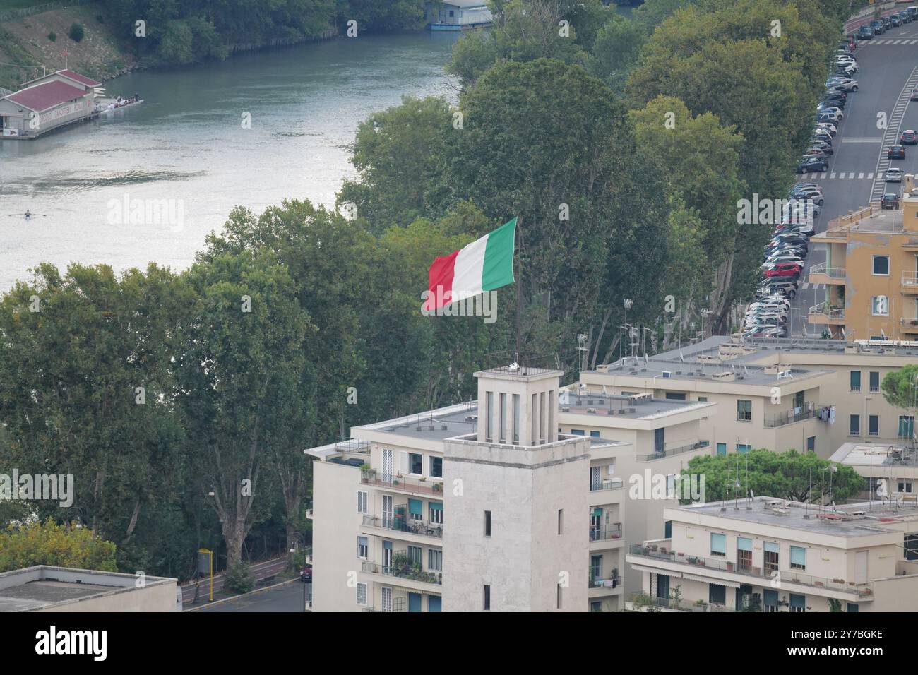 Vue de Rome depuis le sommet de Monte Mario Banque D'Images