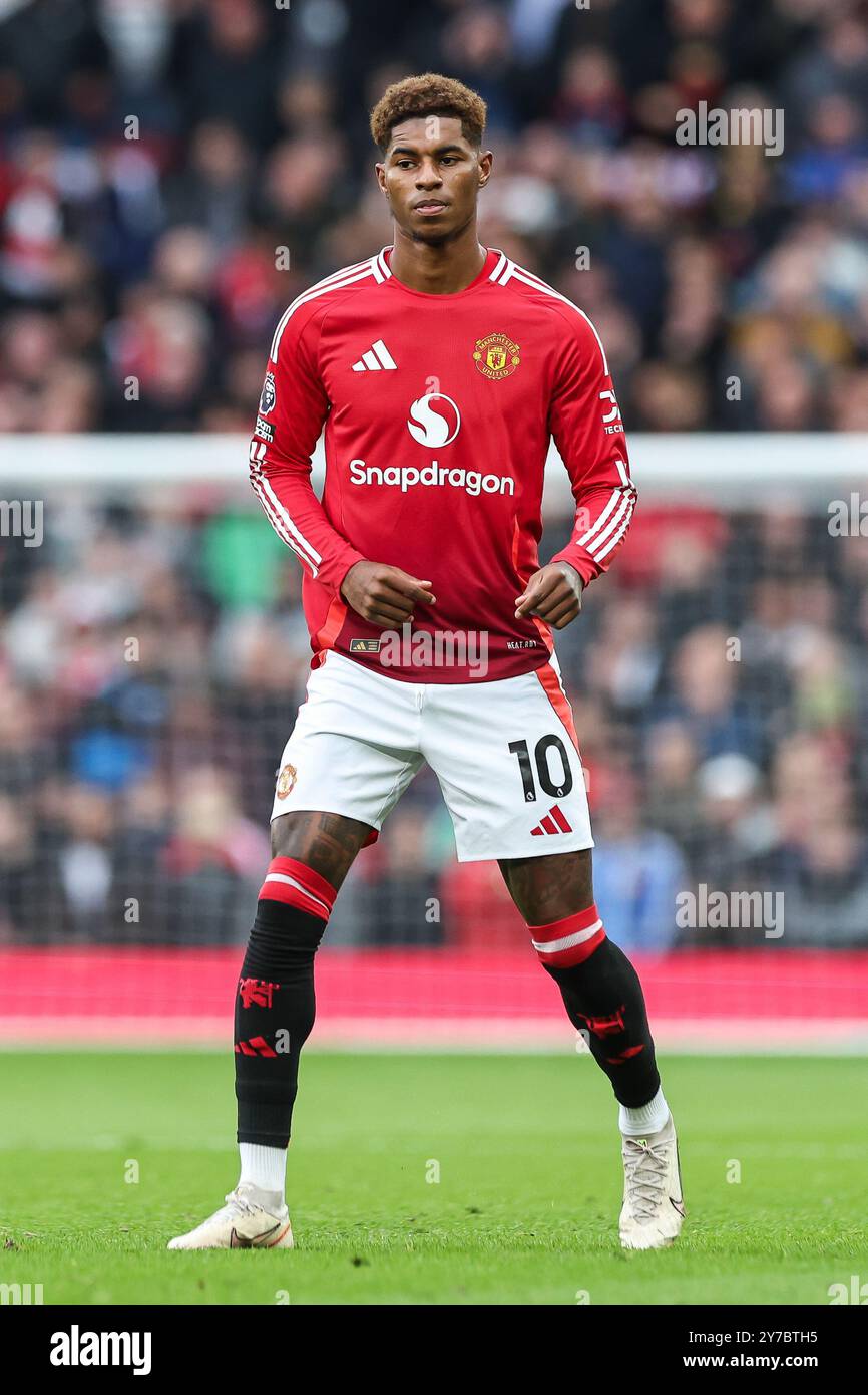 Marcus Rashford de Manchester United lors du match de premier League Manchester United vs Tottenham Hotspur à Old Trafford, Manchester, Royaume-Uni, le 29 septembre 2024 (photo par Mark Cosgrove/News images) in, le 29/09/2024. (Photo de Mark Cosgrove/News images/SIPA USA) crédit : SIPA USA/Alamy Live News Banque D'Images