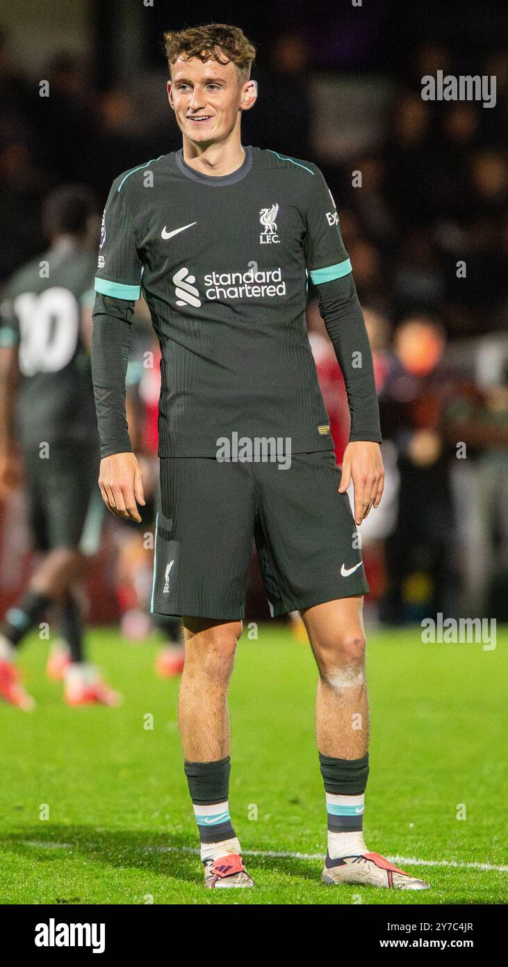 Tyler Morton profitant de Arsenal U21 vs Liverpool U21 27/09/24 Banque D'Images