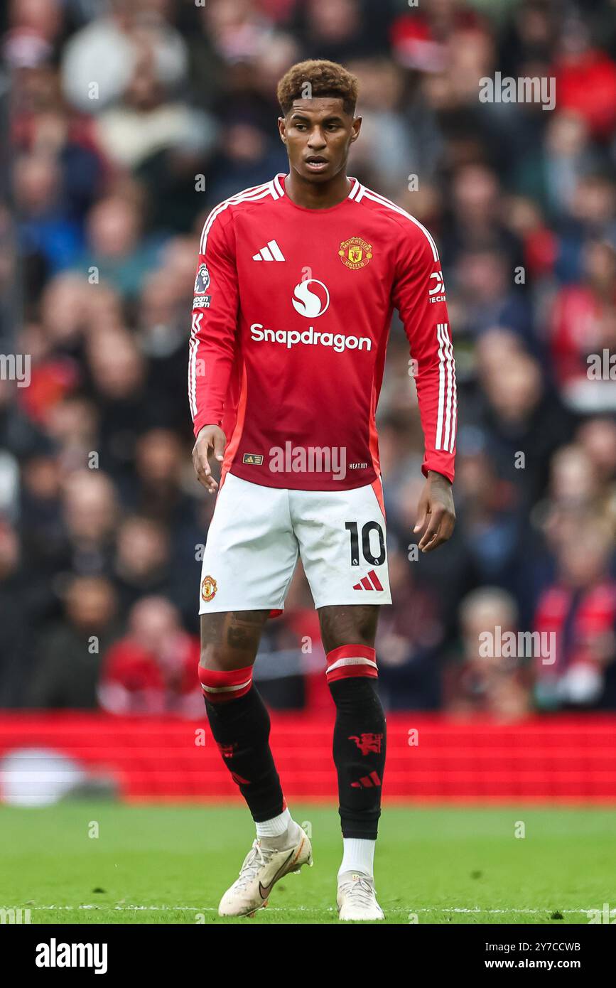 Marcus Rashford de Manchester United lors du match de premier League Manchester United vs Tottenham Hotspur à Old Trafford, Manchester, Royaume-Uni, le 29 septembre 2024 (photo de Mark Cosgrove/News images) Banque D'Images