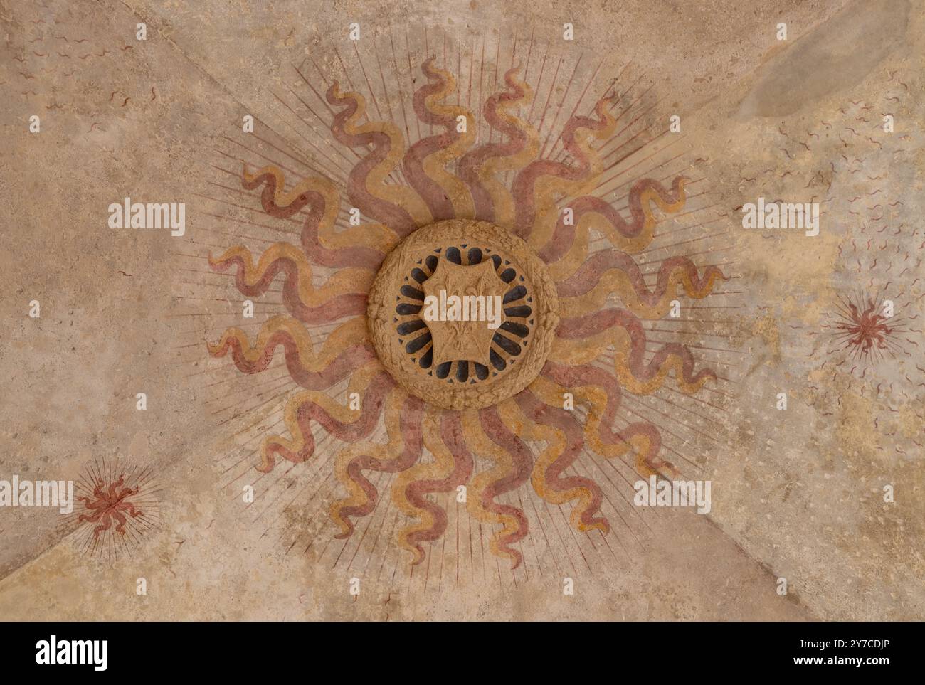 Une photo du plafond sur la cour Rocchetta au château Sforzesco. Banque D'Images