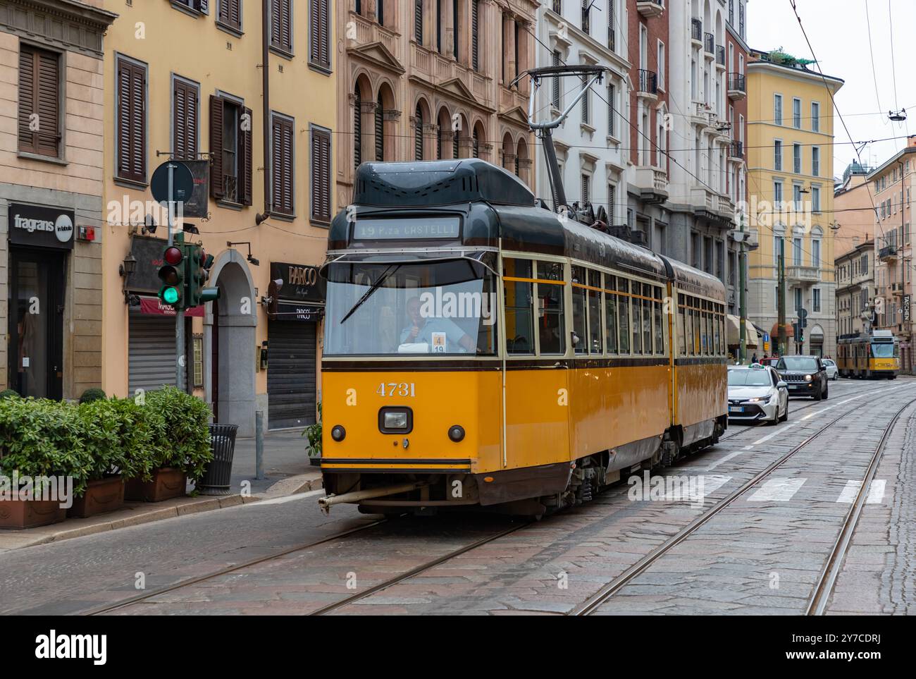 Une photo d'un tramway de Milan. Banque D'Images