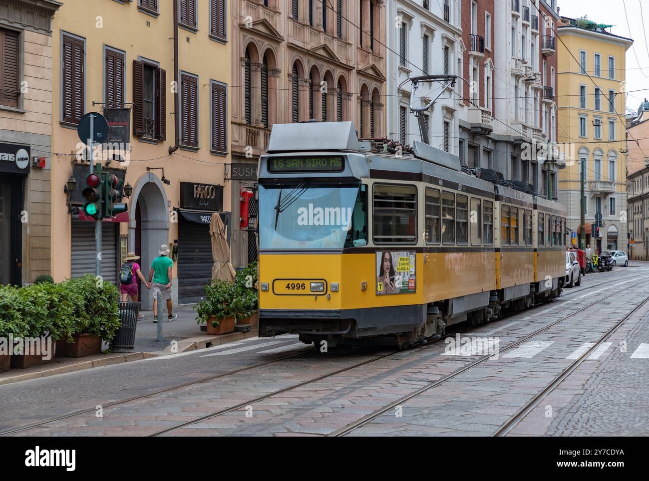 Une photo d'un tramway de Milan. Banque D'Images