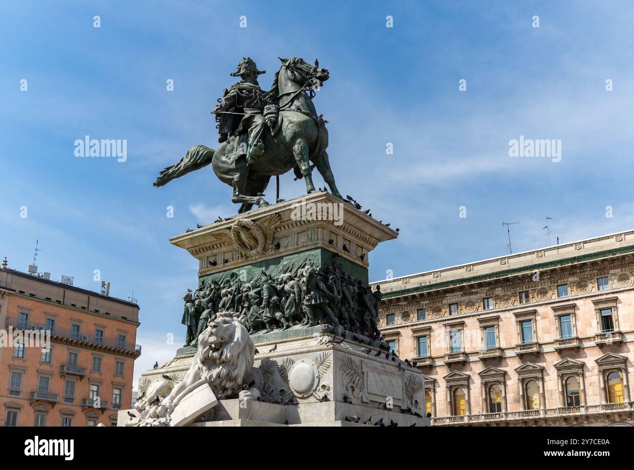 Une photo de la statue de Vittorio Emanuele II à Milan. Banque D'Images