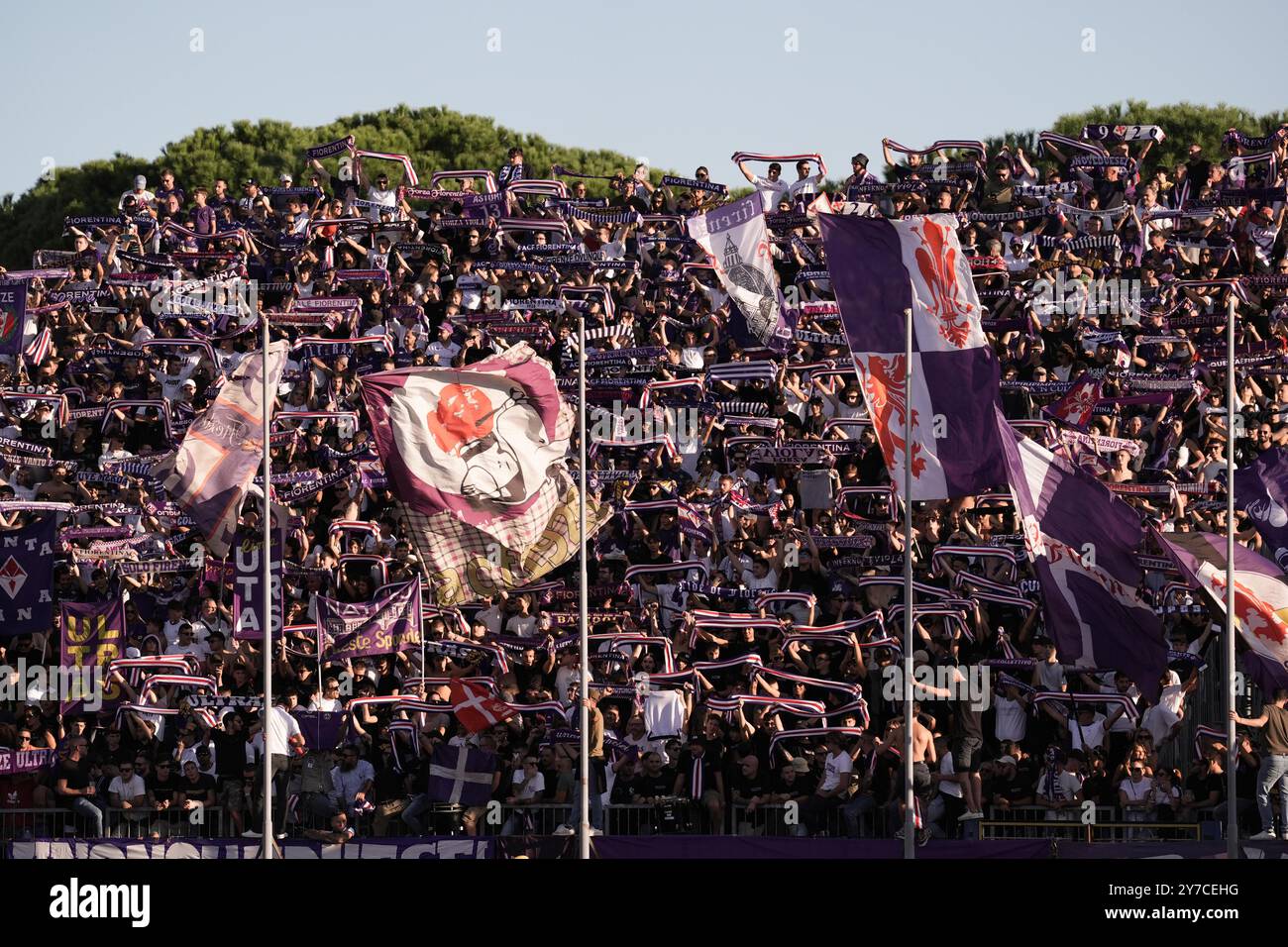 Empoli, Italie. 29 septembre 2024. Supporter de Fiorentina lors du match de Serie A Enilive 2024/2025 entre Empoli et Fiorentina - Serie A Enilive au stade Carlo Catellani - Sport, Football - Empoli, Italie - dimanche 29 septembre 2024 (photo Massimo Paolone/LaPresse) crédit : LaPresse/Alamy Live News Banque D'Images