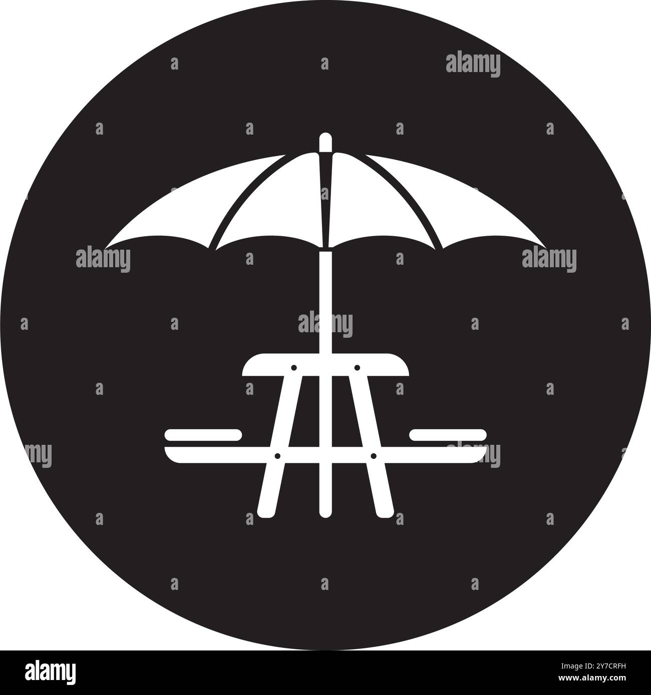 parapluie avec la conception de logo d'illustration vectorielle d'icône de table de pique-nique Illustration de Vecteur