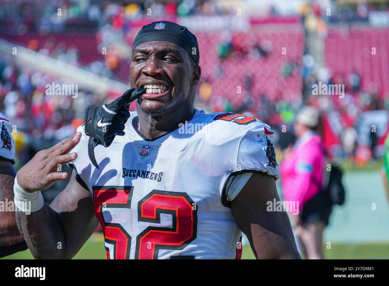 Tampa Bay, Floride, États-Unis, 29 septembre 2024, joueur des Buccaneers de Tampa Bay KJ Britt #52 au Raymond James Stadium. (Crédit photo : Marty Jean-Louis/Alamy Live News Banque D'Images