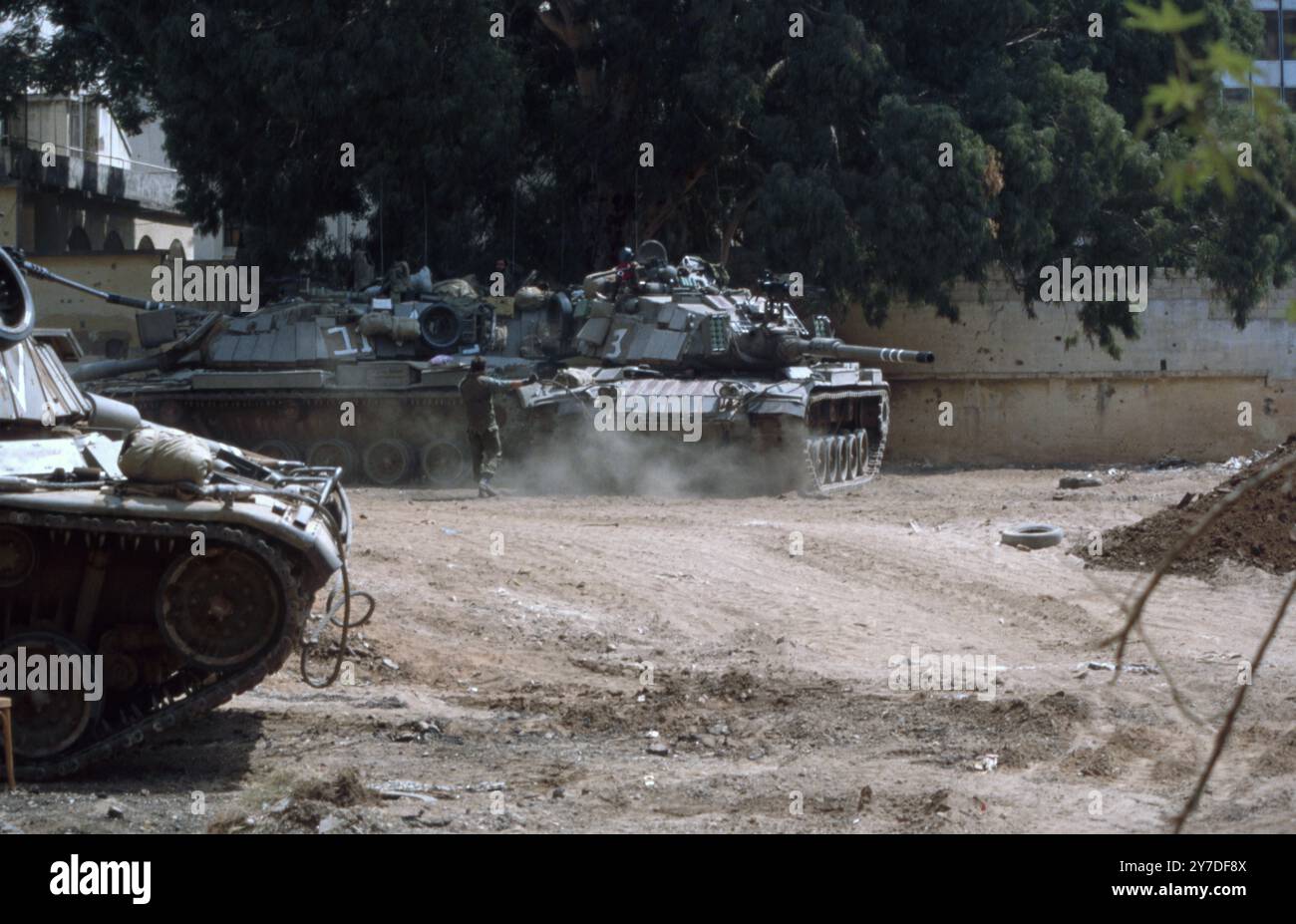 Guerre du Liban 1982 / Liban 82 - Beyrouth - IDF / char israélien M60 Magach Banque D'Images