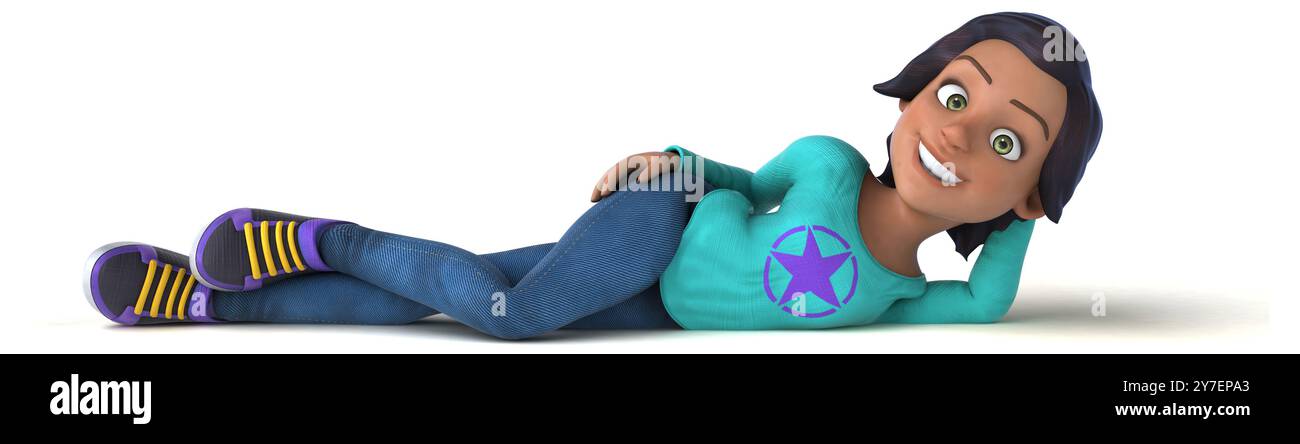 Amusant dessin animé 3D asiatique adolescente Banque D'Images